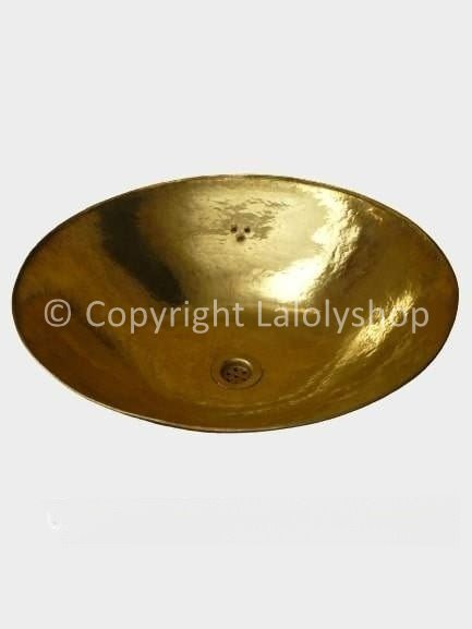 Vasque marocaine en cuivre doré ronde 40 cm - à poser
